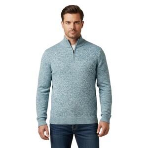 Even Tide 1/4 Zip Sweater Pullover Blue Knit Long Sleeve Cotton Blend NWT Medium